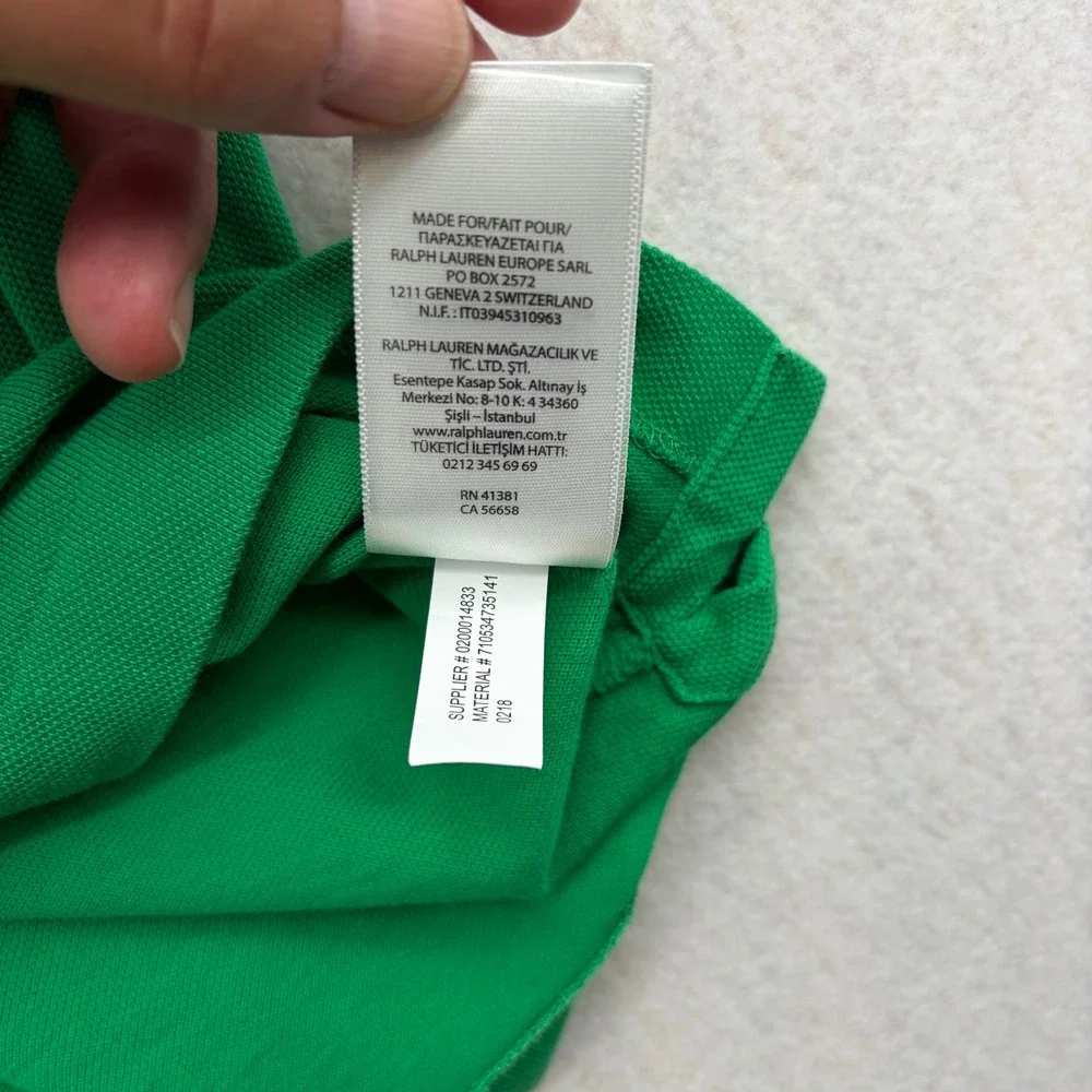 Polo Ralph Lauren Mens XL Green Classic Fit Short Sleeve Pique Polo Purple Pony